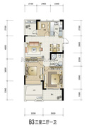大华·海派风景3室2厅1卫b3户型-3室2厅1卫