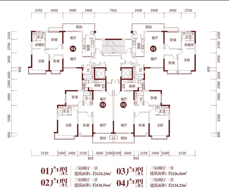 恒大御景半岛三居室124平_恒大御景半岛户型