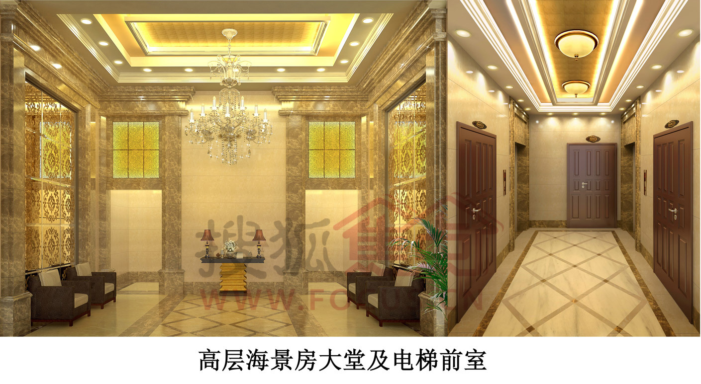滨海假日高层大厅及电梯前室效果图