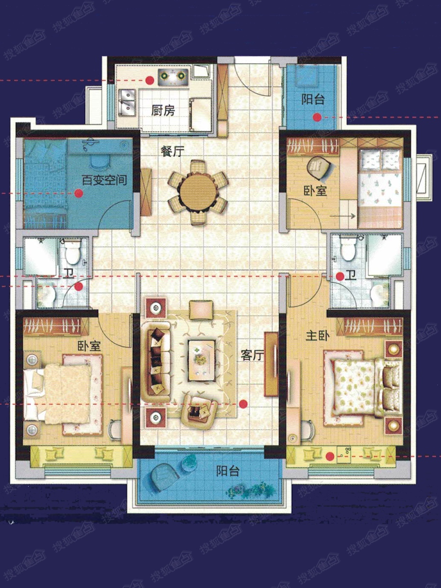 碧桂园悦府四居室126㎡_碧桂园悦府户型图-佛山搜狐焦点网