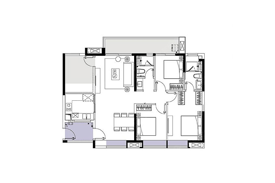 实地蔷薇国际四居室D_实地蔷薇国际户型图-广