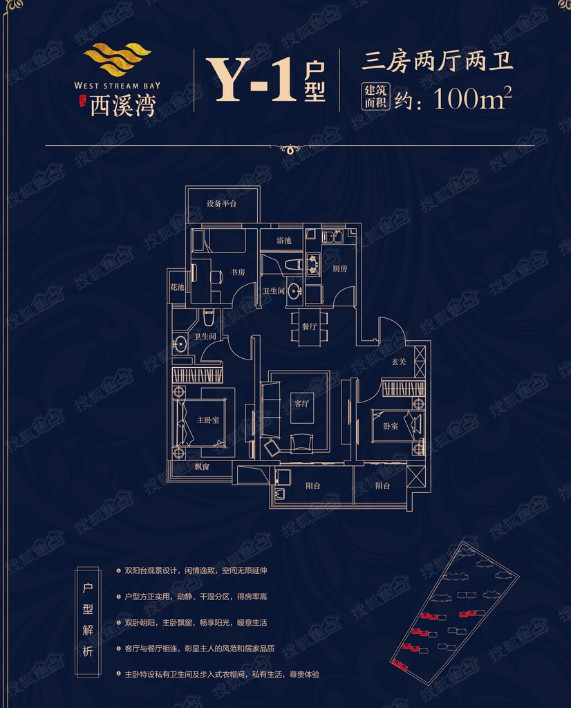 文一西溪湾三居室y1_文一西溪湾户型图-合肥搜狐焦点网