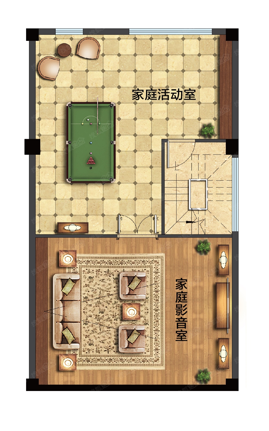 荣安香园别墅c户型 一层-阳光首层户型