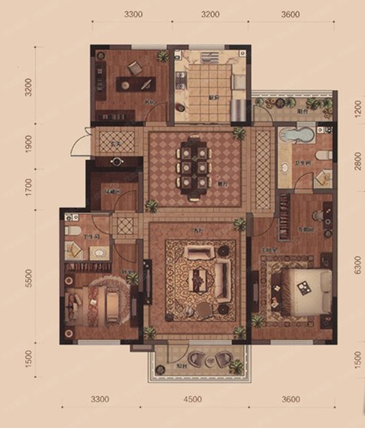 金地名悦三居室b4户型_金地名悦户型图-沈阳搜狐焦点网