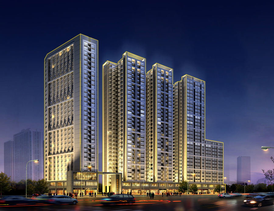 明都锦绣花园夜景亮化效果图