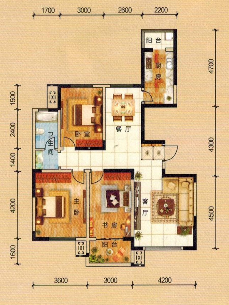 三居室最好的户型图 a_373079897.jpg